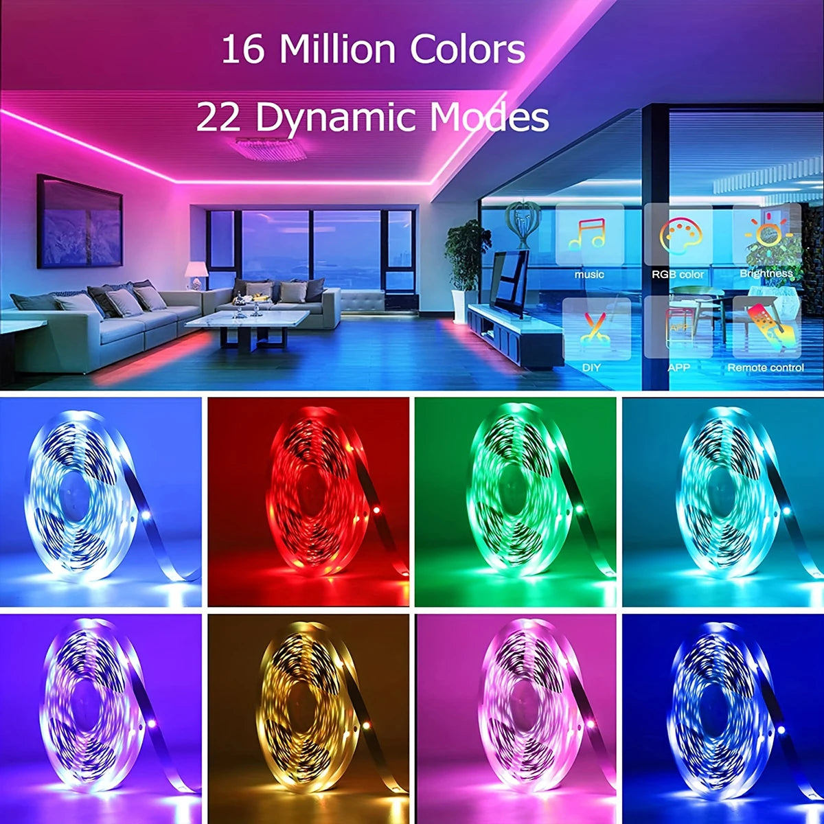 Bande lumineuse LED RGB avec télécommande et application