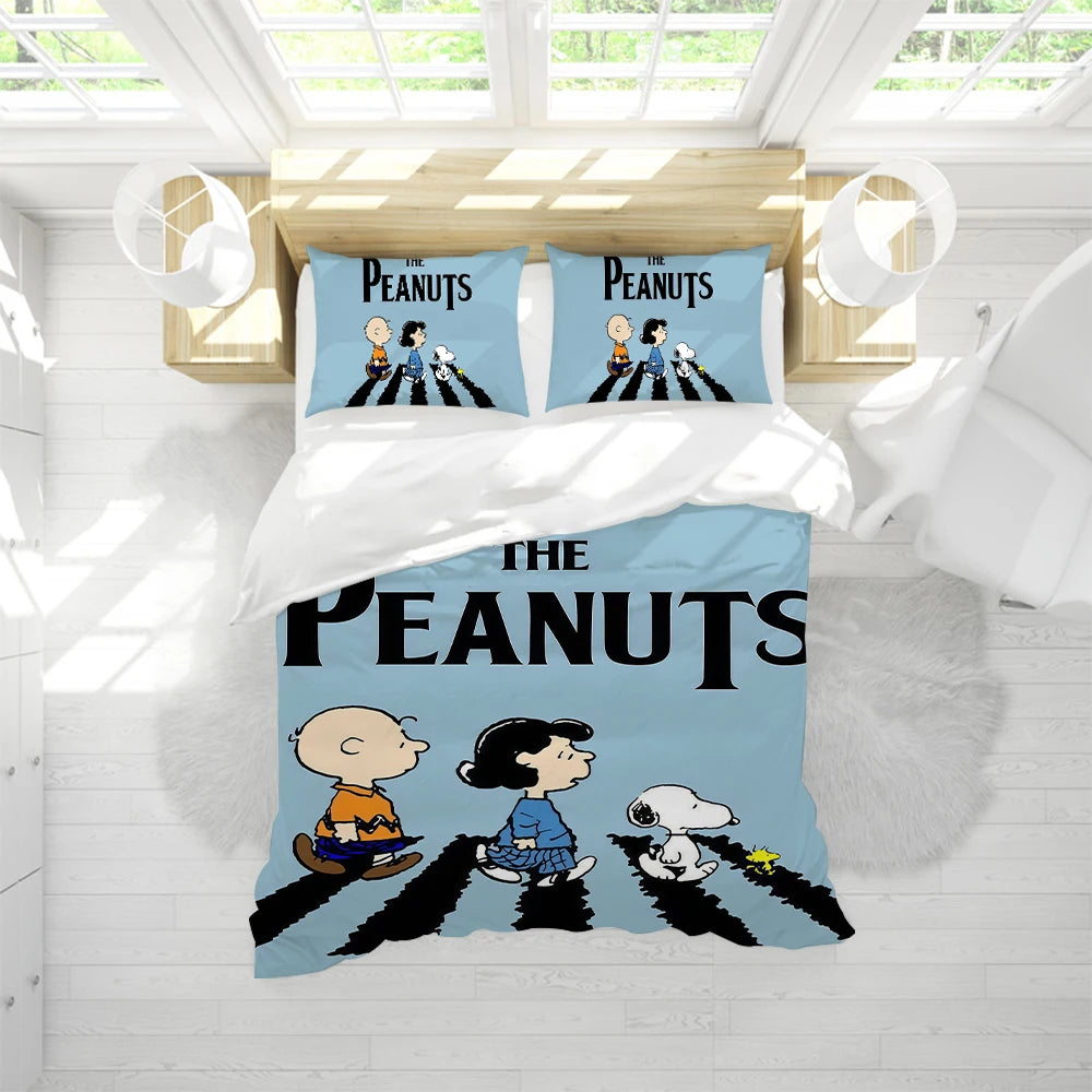 Housse de couette bébé Snoopy bleue avec oreiller