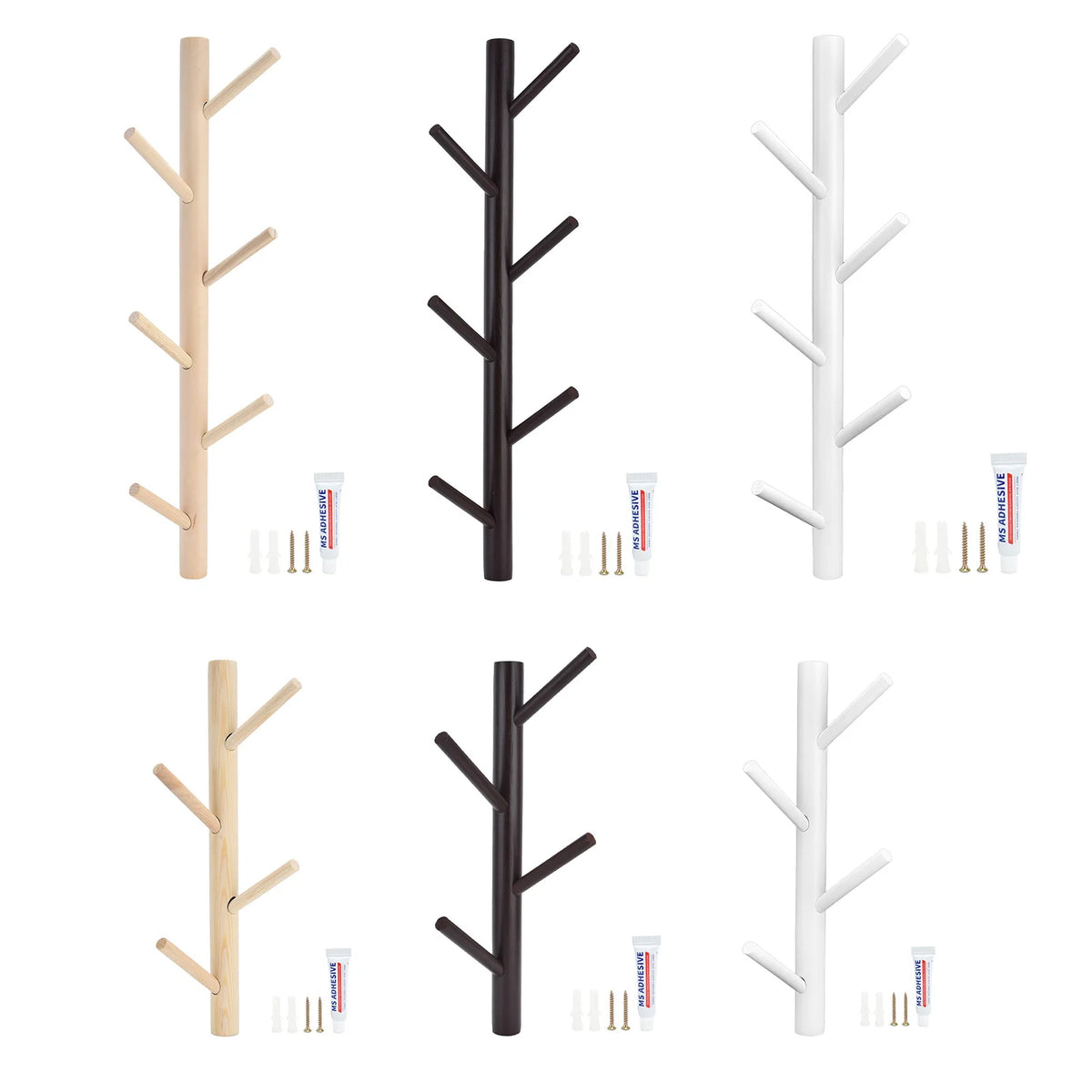 Porte-manteau mural design branche d'arbre café