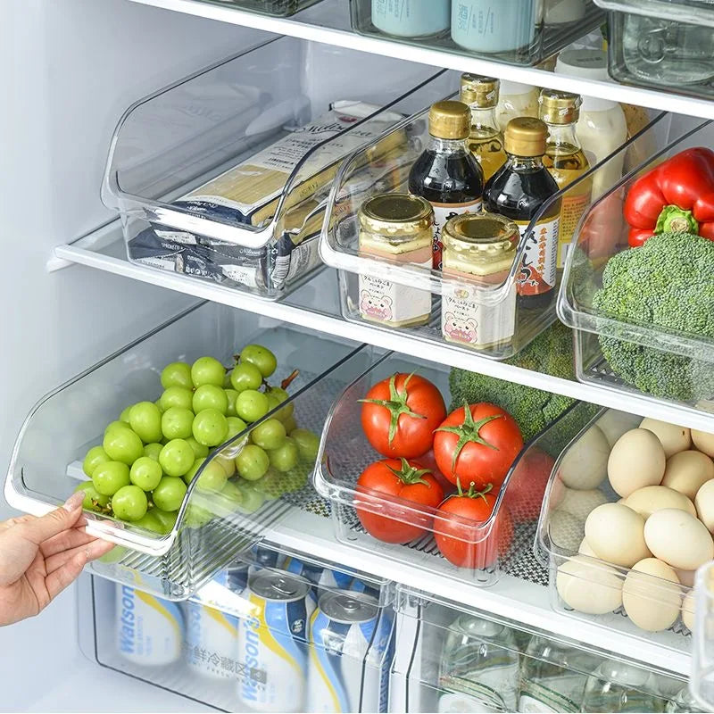 Boîte de rangement réfrigérateur transparente claire organisant des fruits
