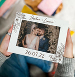 Cadre photo personnalisé mariage bois blanc