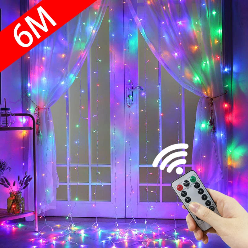 Rideau lumineux LED multicolore pour décoration murale