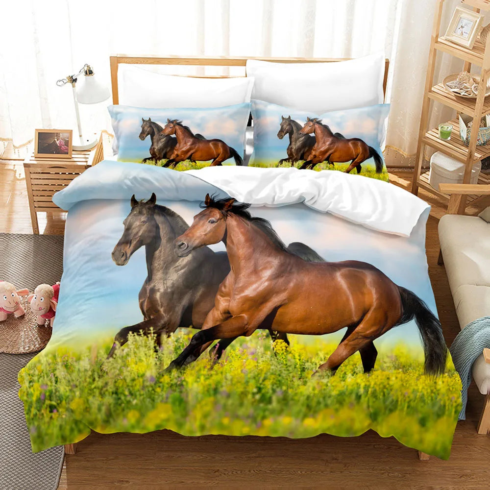 Parure de lit chevaux personnalisable Ombre Interieur