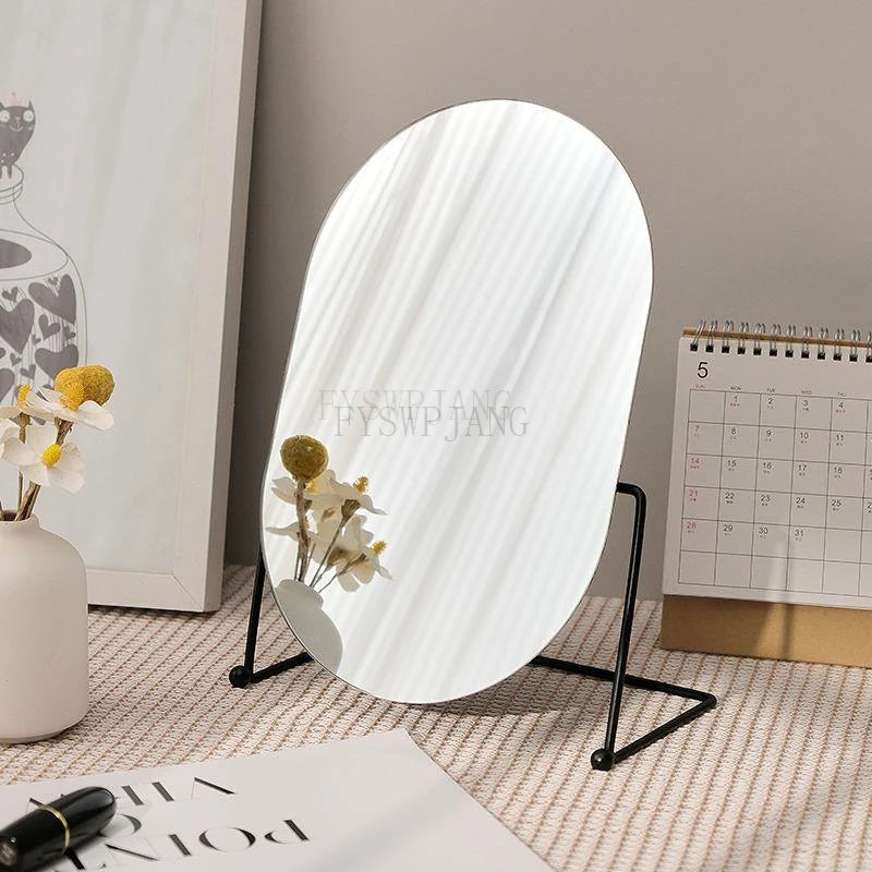 Coiffeuse miroir rond gris avec éclairage