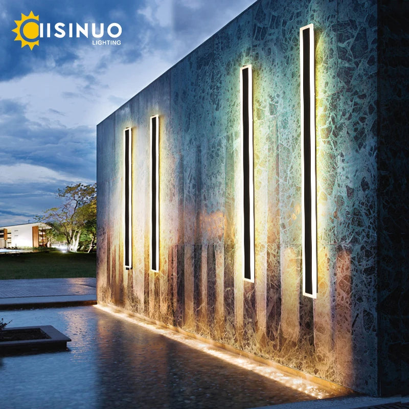 Grande applique murale LED étanche noire pour jardin
