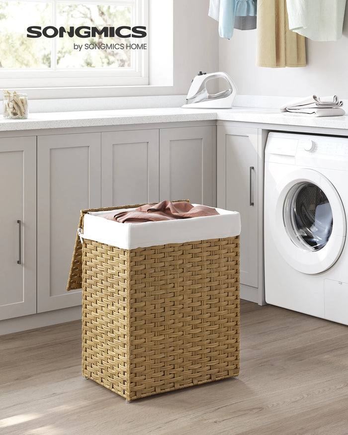 Panier de rangement 90L blanc avec couvercle pliable