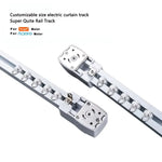 Rail de rideau électrique personnalisable gris clair installé au plafond