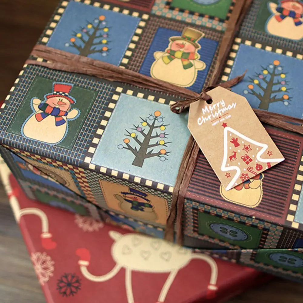 Étiquettes de Noël en papier kraft multicolores