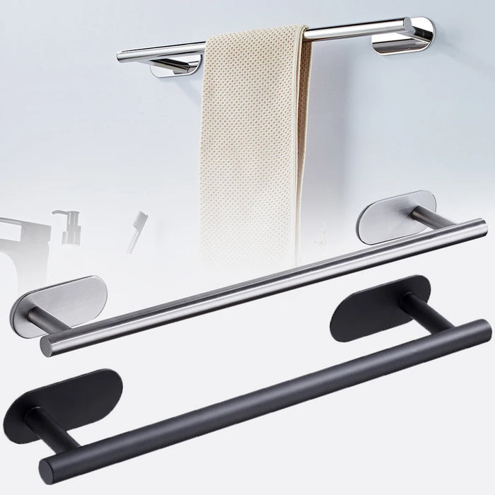 Porte-serviettes mural sans perçage en acier inoxydable couleur argent