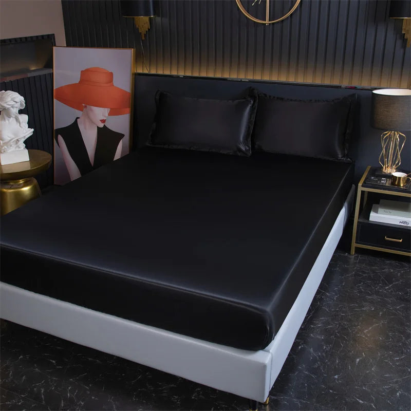 Texture satinée du drap-housse en gros plan