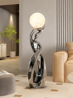 Statue déco intérieur abstraite lumineuse en résine prune