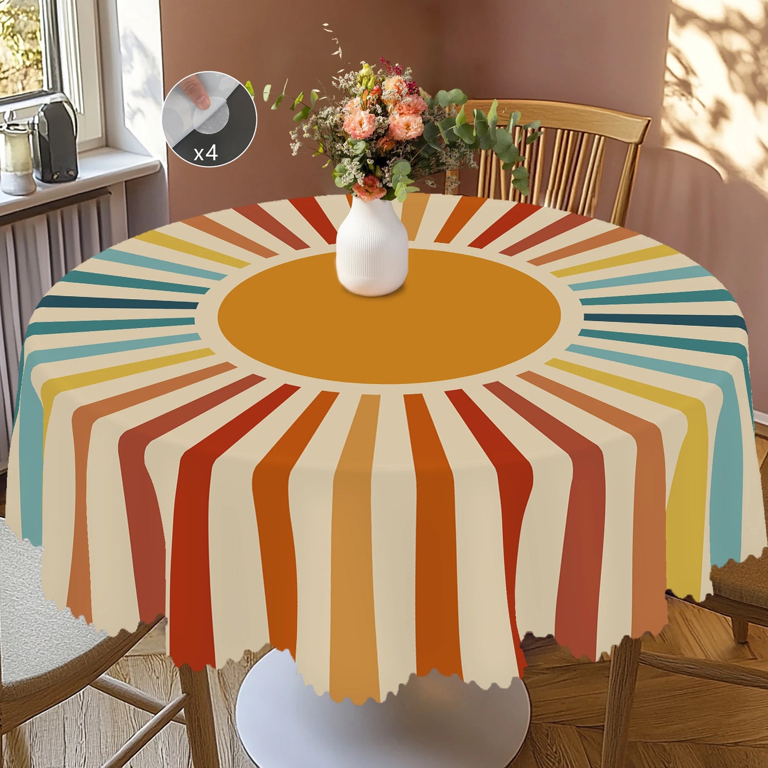 Nappe bohème jaune utilisée en pique-nique jardin