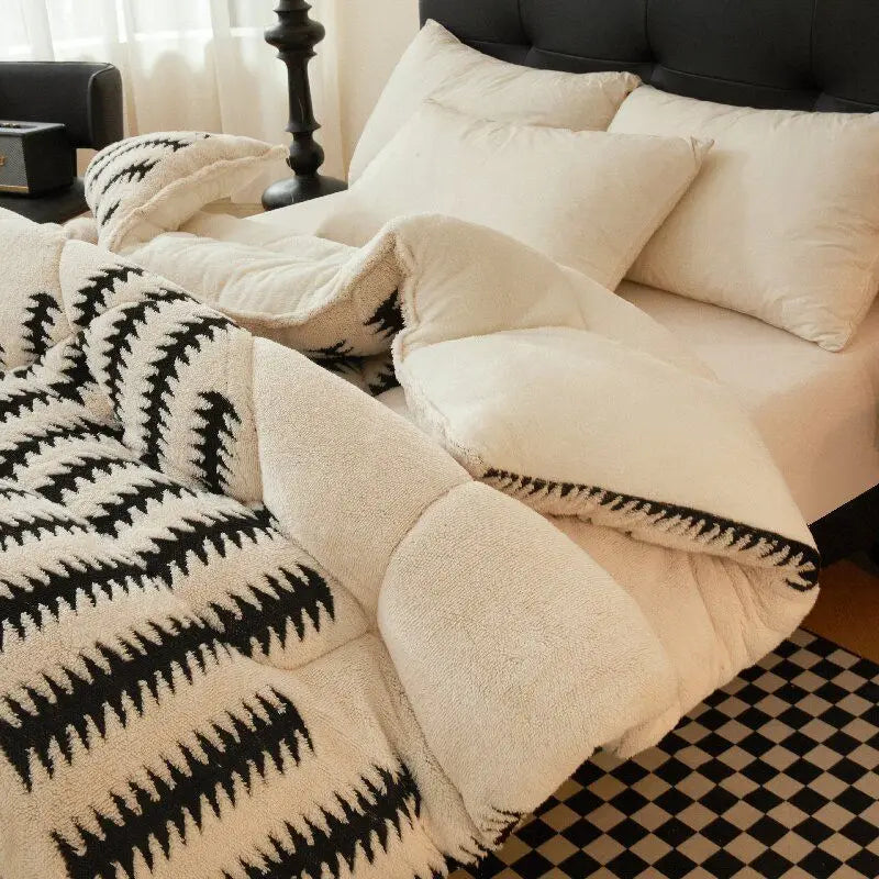 Détail matelassage édredon laine d'agneau hiver