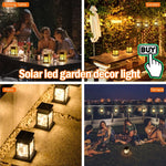 Lanterne solaire éclairant une terrasse le soir