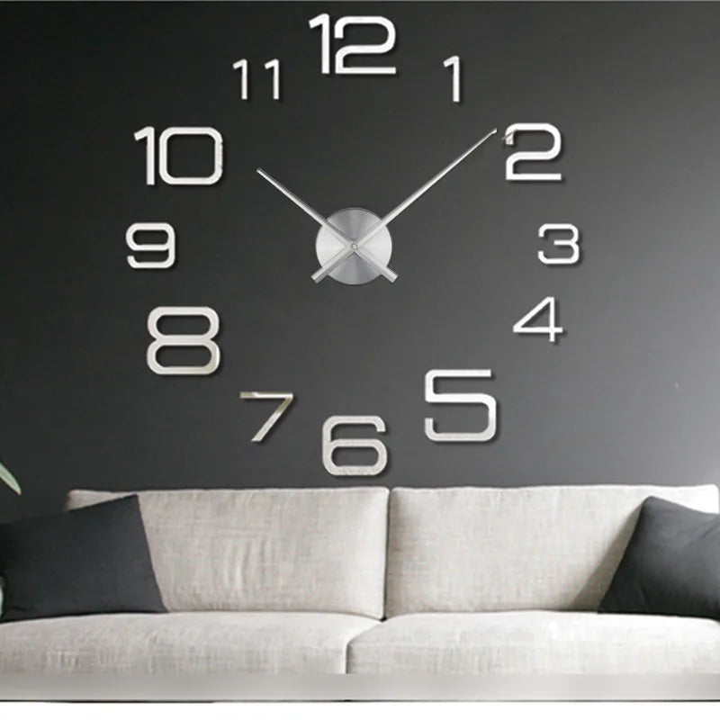 Horloge murale design grand format acrylique miroir noir