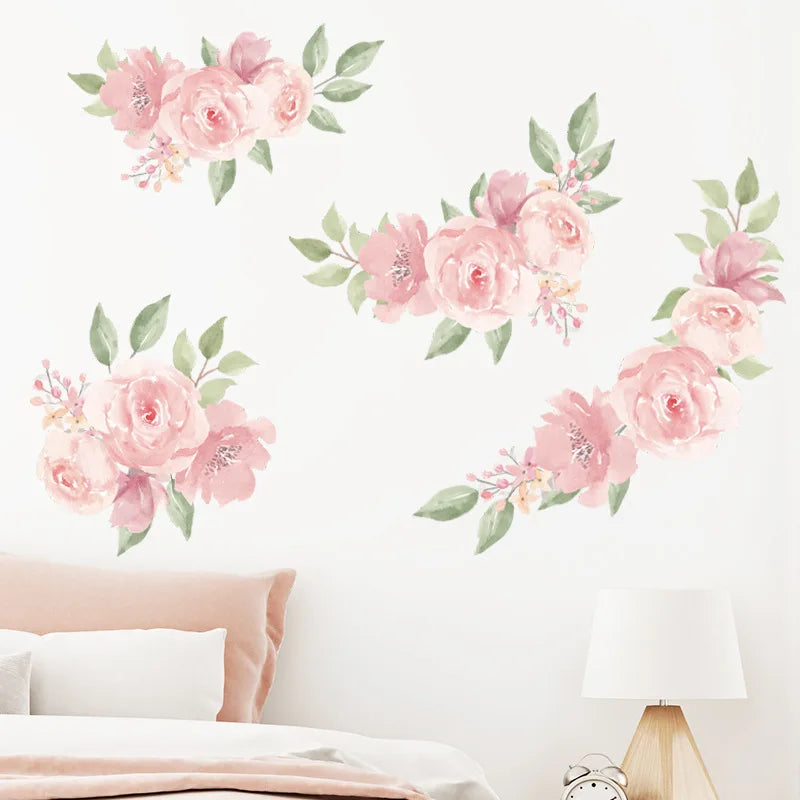 Autocollant mural PVC rose pour décoration chambre enfant