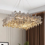 Lampe suspension carrée en cristal moderne pour salon