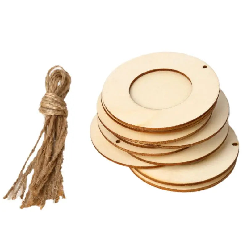 Lot de 10 mini cadres photo ronds en bois kaki foncé