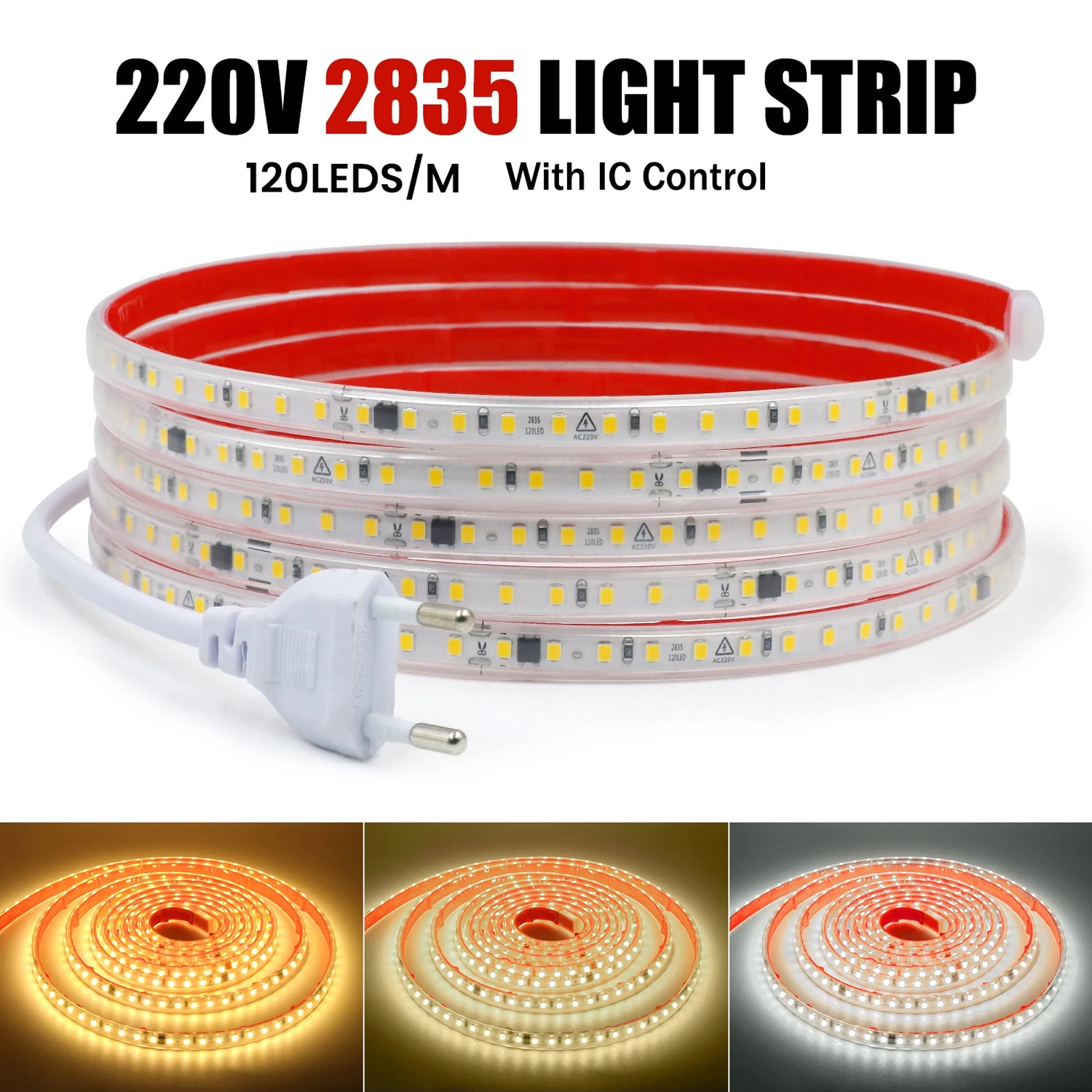 Ruban LED 220V flexible étanche enroulé sur support
