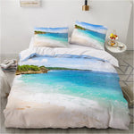 Housse de couette tropicale océan avec vagues et plage