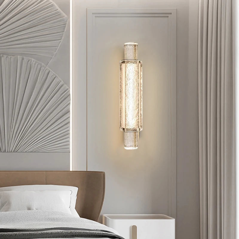 Applique murale LED moderne avec cristal clair pour chambre adulte