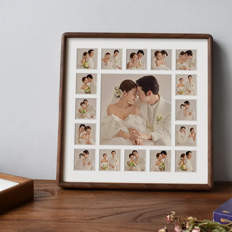 Cadre photo noyer noir avec photo de couple