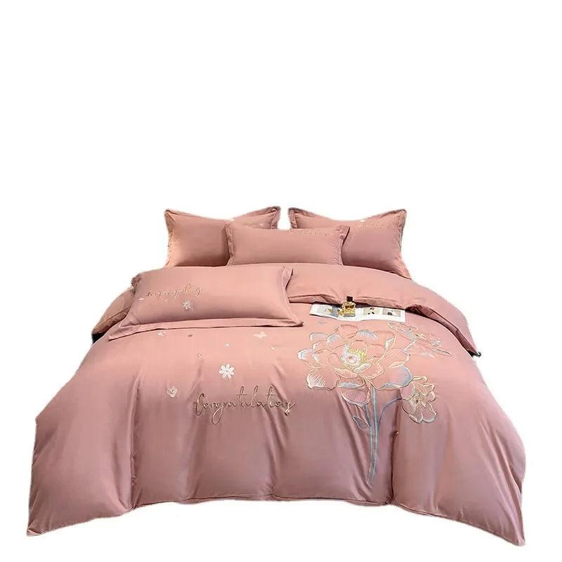 Parure de lit café léger avec drap ajusté sur matelas
