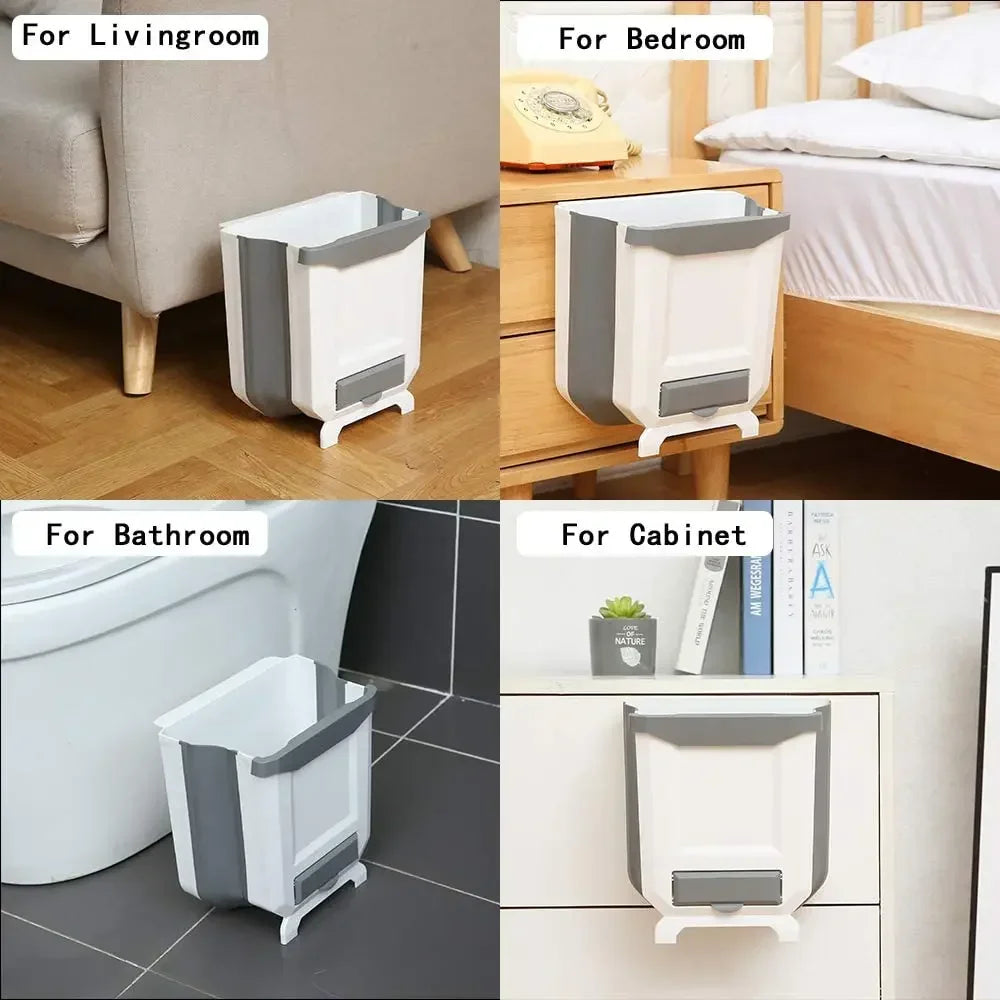 Poubelle murale pliable gris clair 10L cuisine