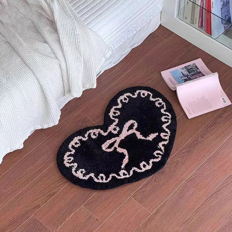 Tapis cœur coréen rouge absorbant pour salle de bain