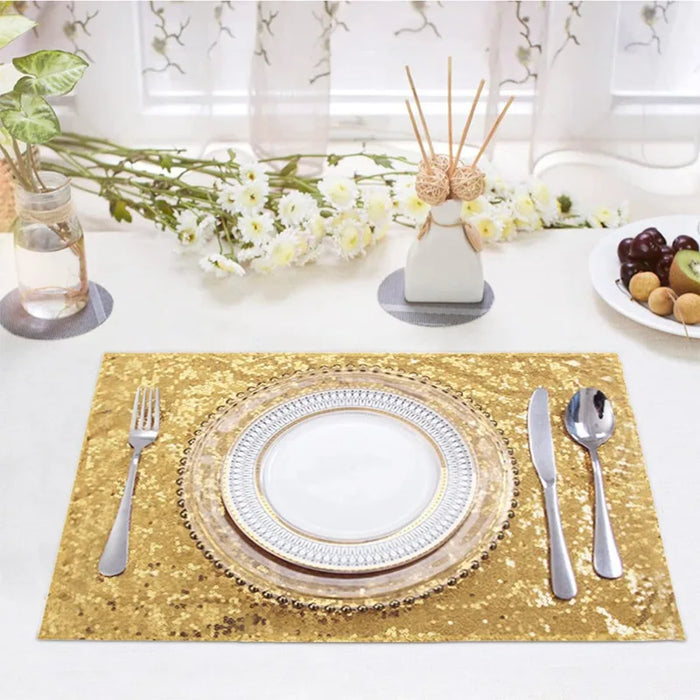 Set de table rectangulaire pailleté argent et or 35x45cm