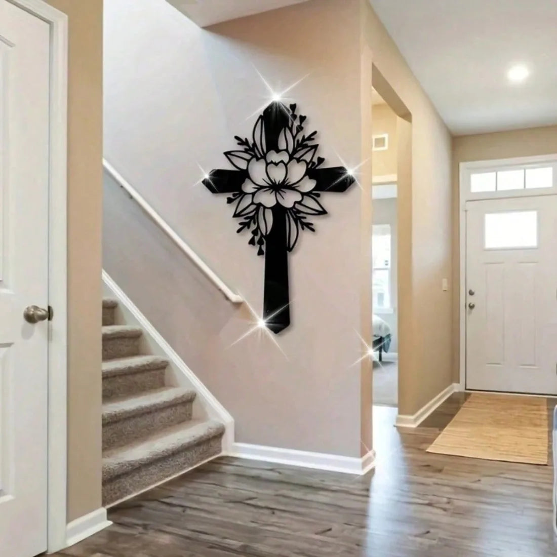 Croix noire murale spirituelle