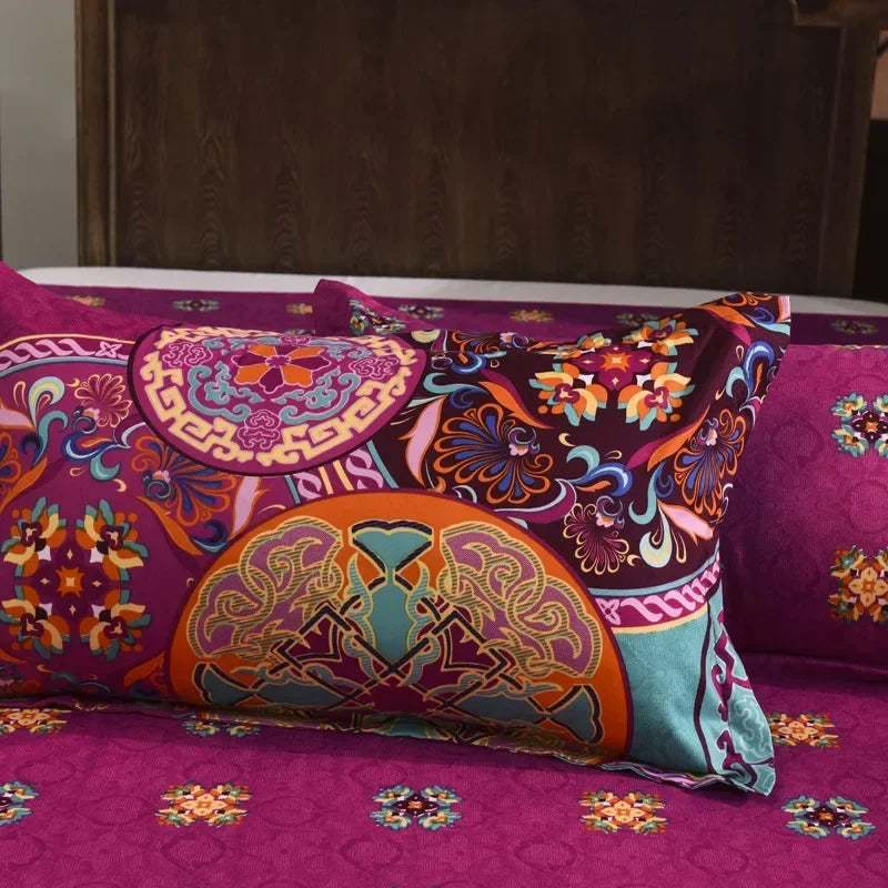Détail de l'imprimé floral Mandala sur la housse de couette