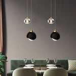 Suspension boule luminaire LED 24W bleu vue de côté