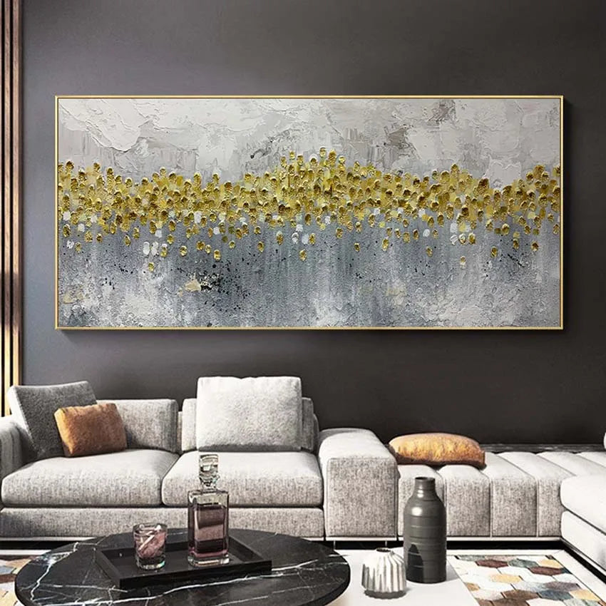 Détail des textures et reflets dorés de la peinture à l'huile