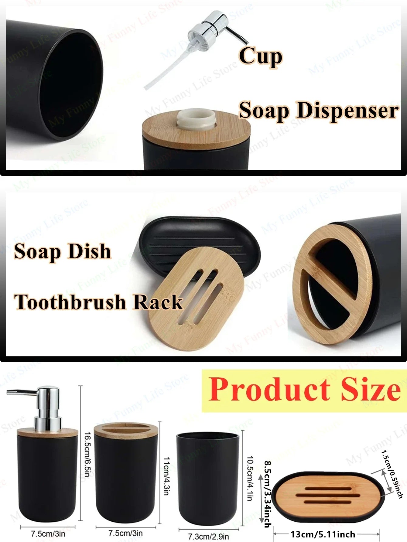 Porte-brosse à dents bambou noir