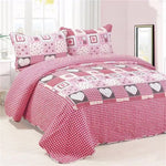 Couvre-lit patchwork rouge avec taies d'oreiller assorties