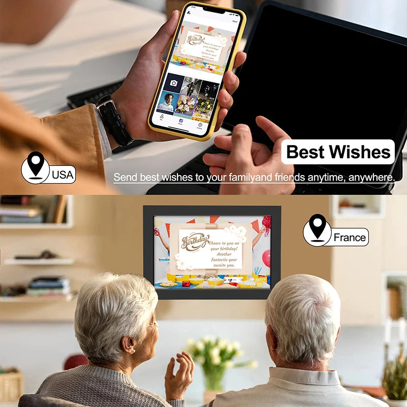 Cadre photo numérique WiFi 32 Go vue de profil