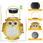 Lanterne solaire hibou sur table terrasse
