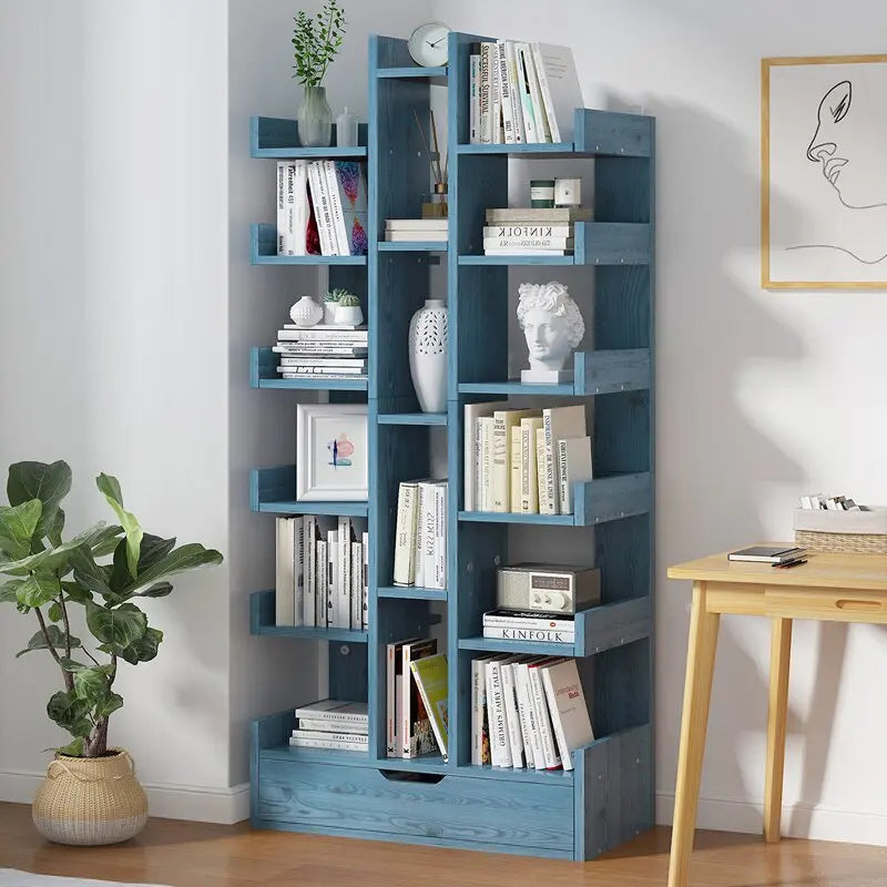 Bibliothèque minimaliste en bois pour mangas
