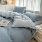 Housse de couette unie anti-acarien bleu ciel