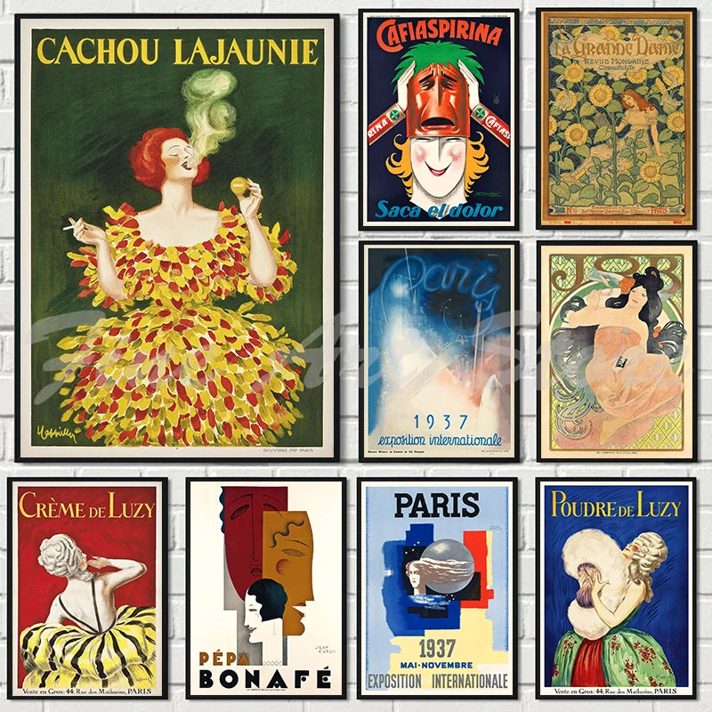 Affiche Art Déco vintage Paris Exposition sur toile rouge