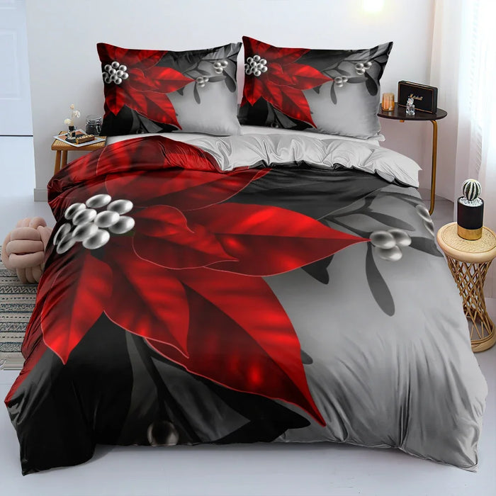 Parure de lit florale 3D personnalisable sur un lit double
