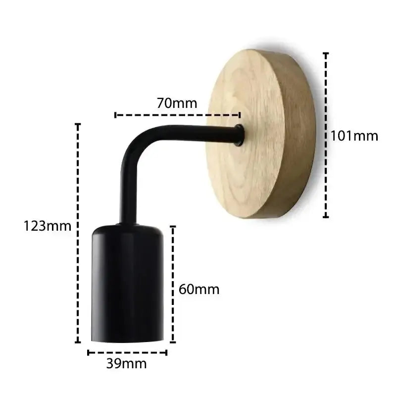 Détail de l'applique murale industrielle avec douille E27 et fixation