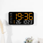 Horloge murale numérique LED verte avec affichage de température et date