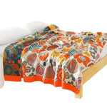 Motif jacquard floral de la couverture japonaise vue de près