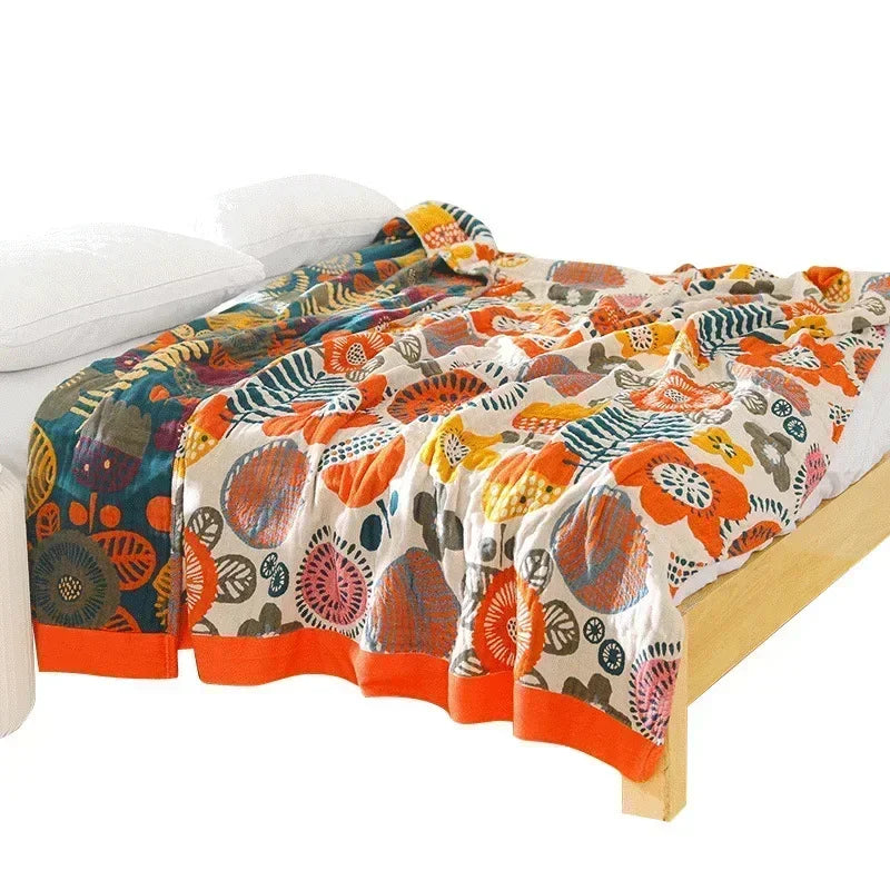 Motif jacquard floral de la couverture japonaise vue de près