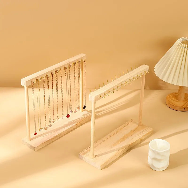 Présentoir à bijoux en bois massif blanc