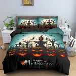Parure de lit orange avec citrouilles et chauve-souris