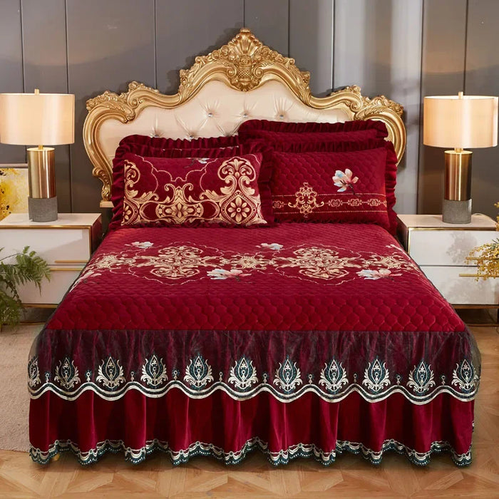 Couvre-lit matelassé luxe peluche épaisse motif végétal