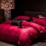 Ensemble literie bordeaux 4 pièces luxe